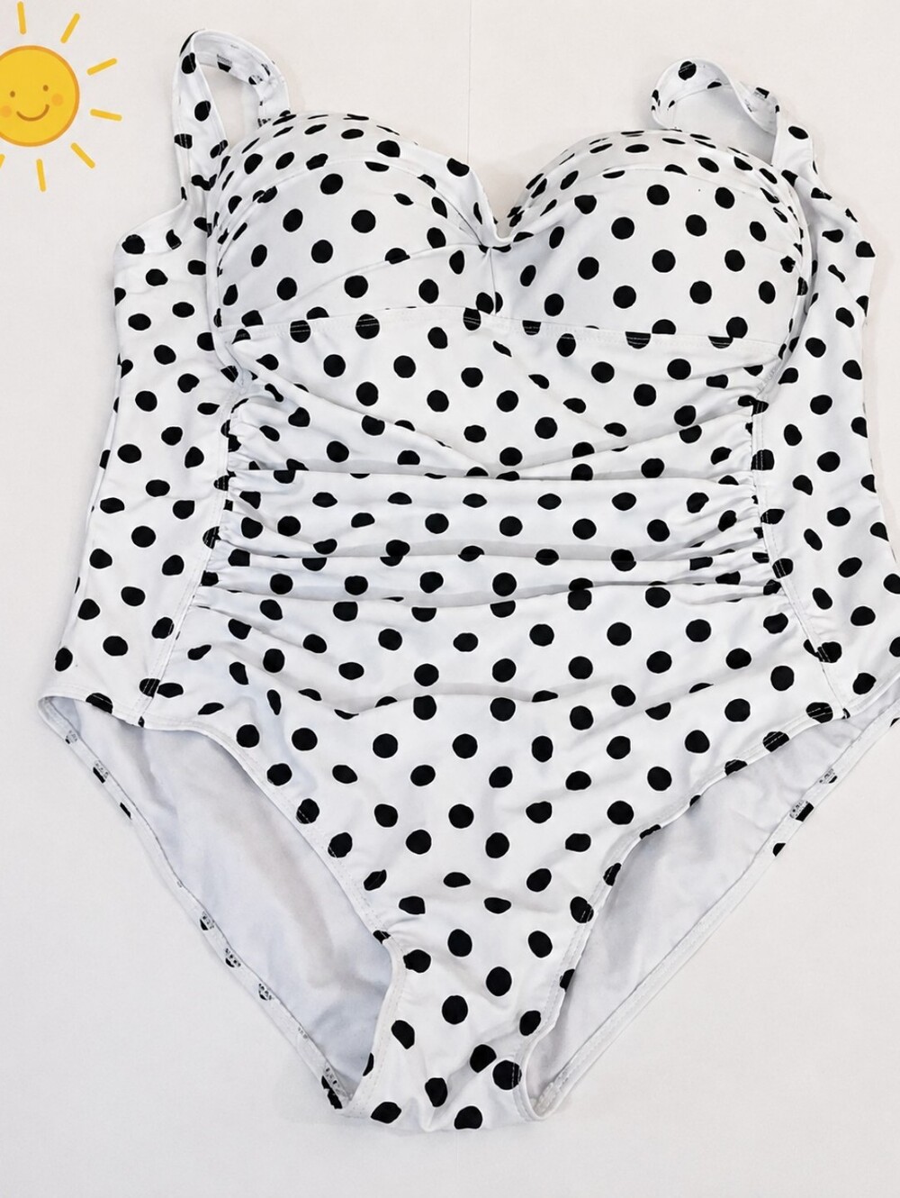 Nicole Miller Bandeau Polka Dot Picnic Print Retro Bombshell Swimsuit  3x